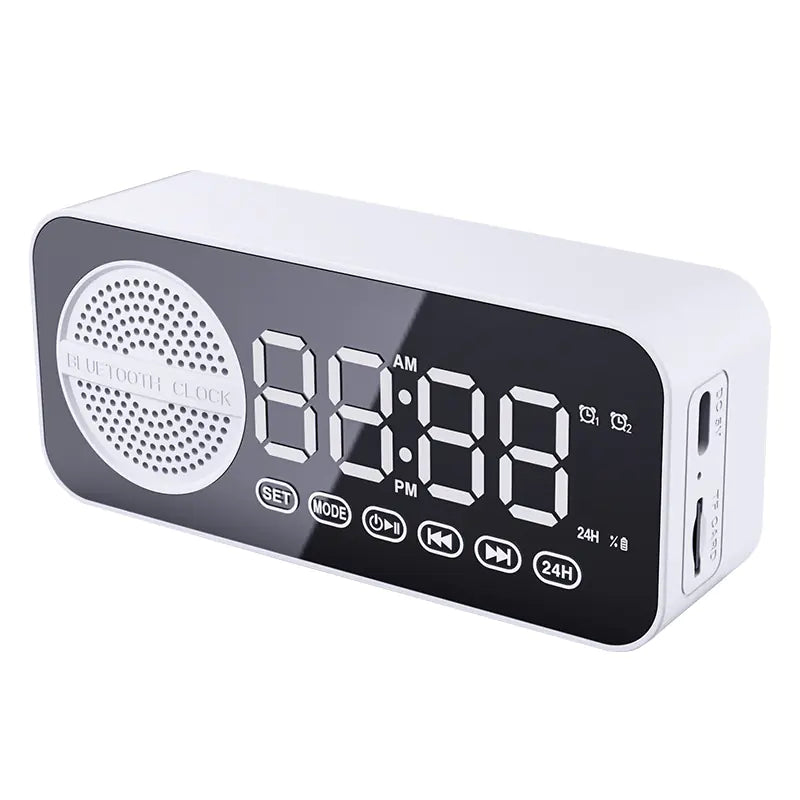 Portable Smart AI Bluetooth Speaker with LED Mirror Alarm Clock β Wireless Music, Voice Control, Home & Travel Audio