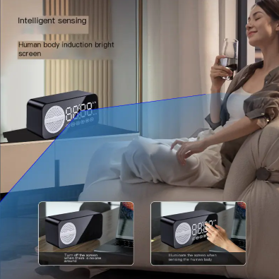 Portable Smart AI Bluetooth Speaker with LED Mirror Alarm Clock β Wireless Music, Voice Control, Home & Travel Audio