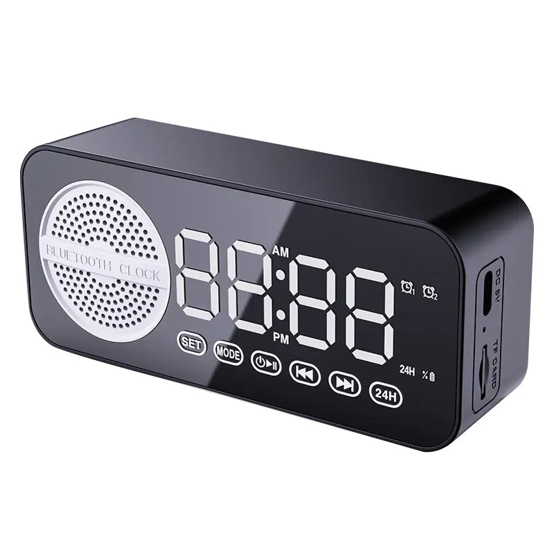 Portable Smart AI Bluetooth Speaker with LED Mirror Alarm Clock β Wireless Music, Voice Control, Home & Travel Audio