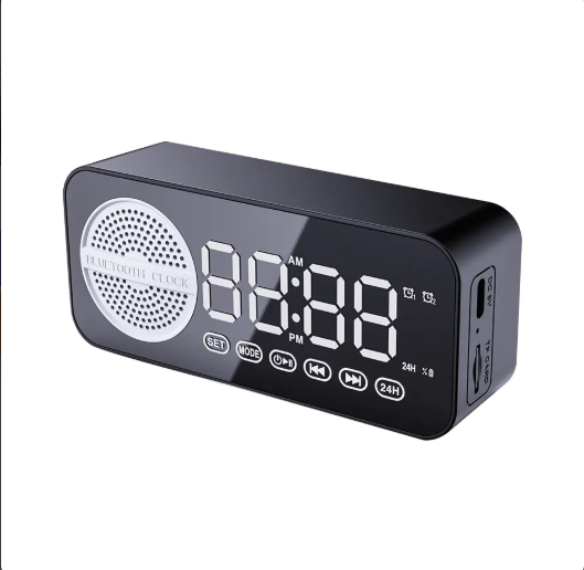 Portable Smart AI Bluetooth Speaker with LED Mirror Alarm Clock – Wireless Music, Voice Control, Home & Travel Audio