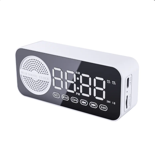 Portable Smart AI Bluetooth Speaker with LED Mirror Alarm Clock – Wireless Music, Voice Control, Home & Travel Audio