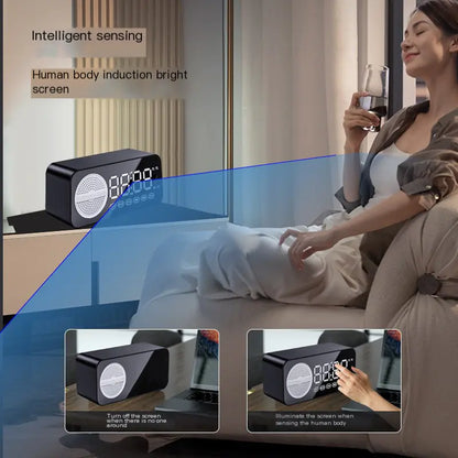 Portable Smart AI Bluetooth Speaker with LED Mirror Alarm Clock – Wireless Music, Voice Control, Home & Travel Audio
